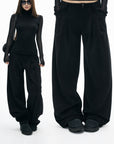 IAMXIAA Ribbed Wide Leg Casual Pants