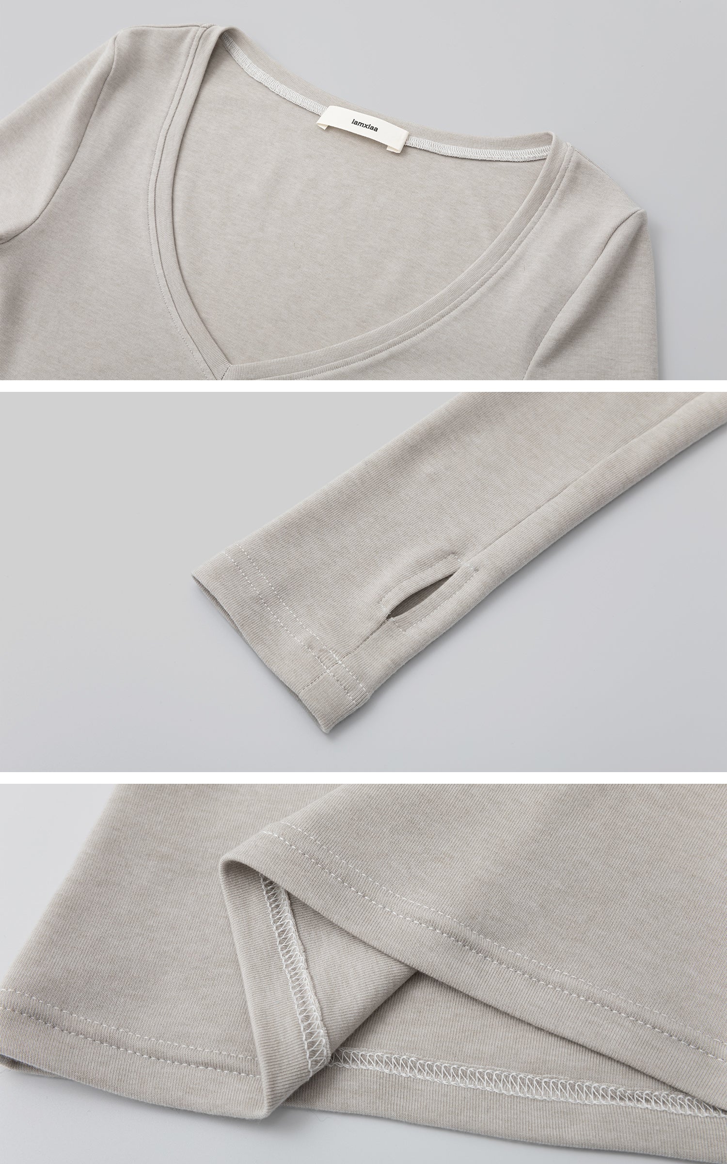 IAMXIAA Haut ajusté à manches longues et col en V