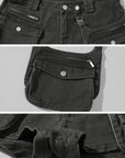 Rase le sol Multi-Pocket Utility Denim Shorts - PINKPARKS