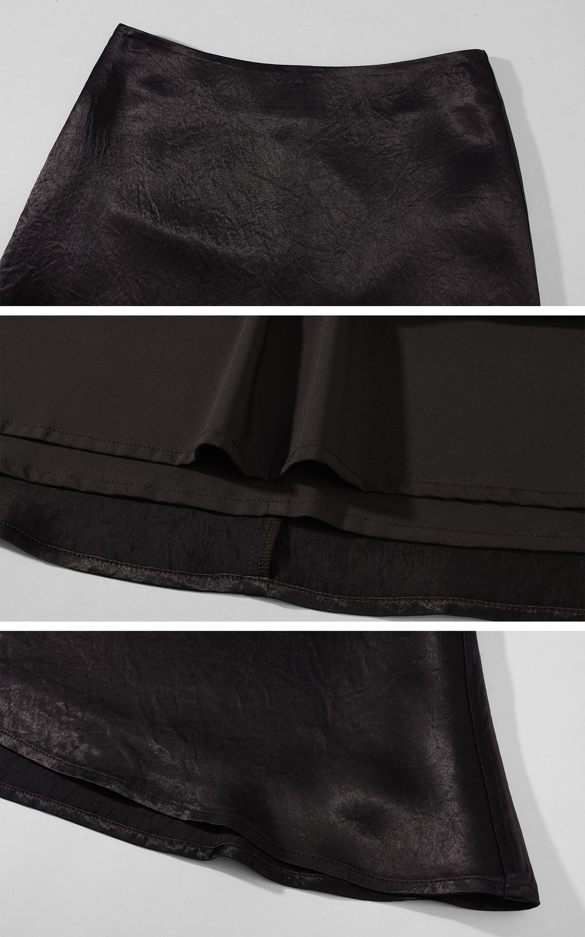 0122stepll Textured Satin A-Line Midi Skirt