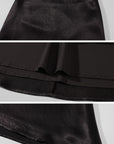 0122stepll Textured Satin A-Line Midi Skirt