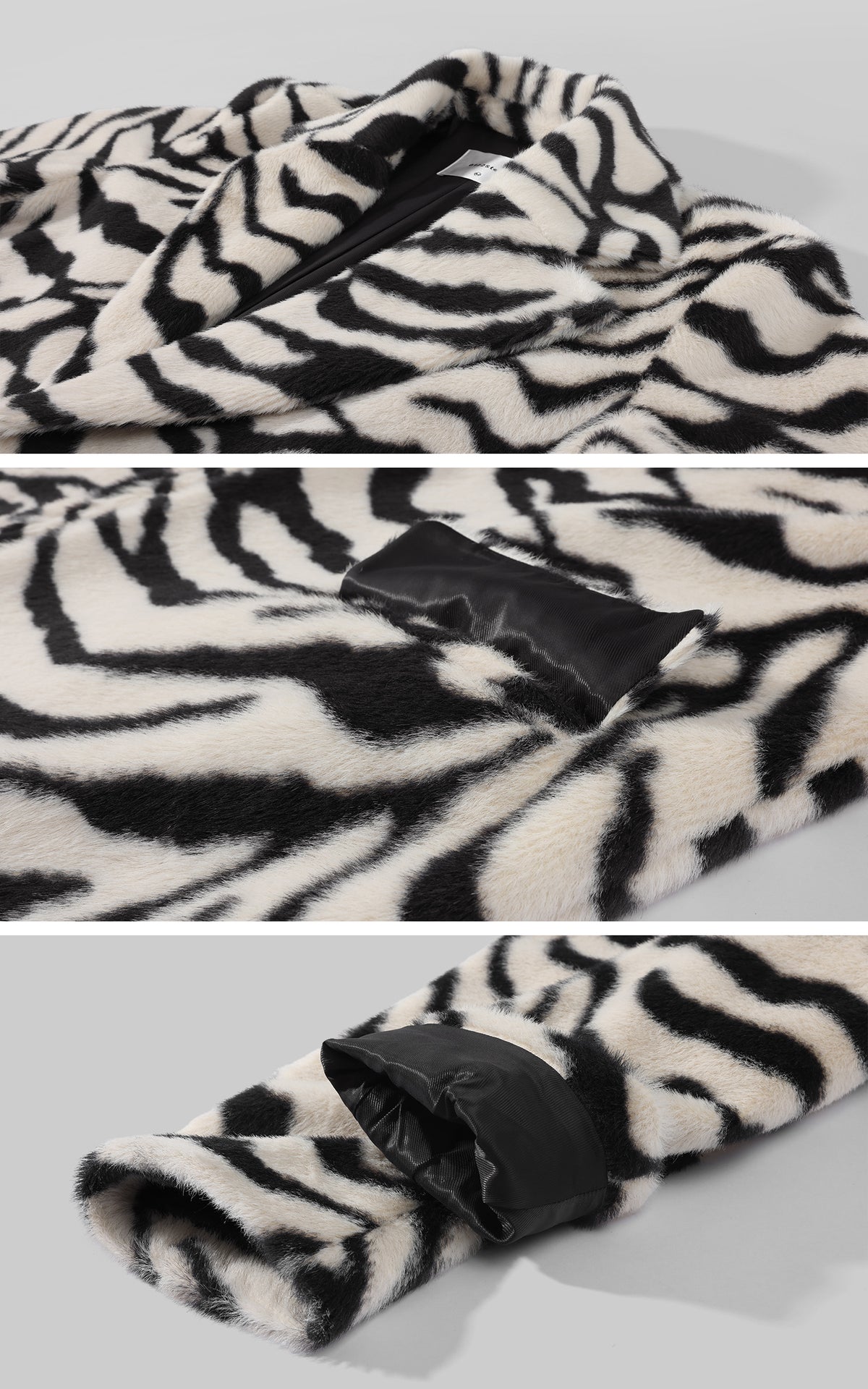 0122stepll Zebra Faux Fur Long Coat