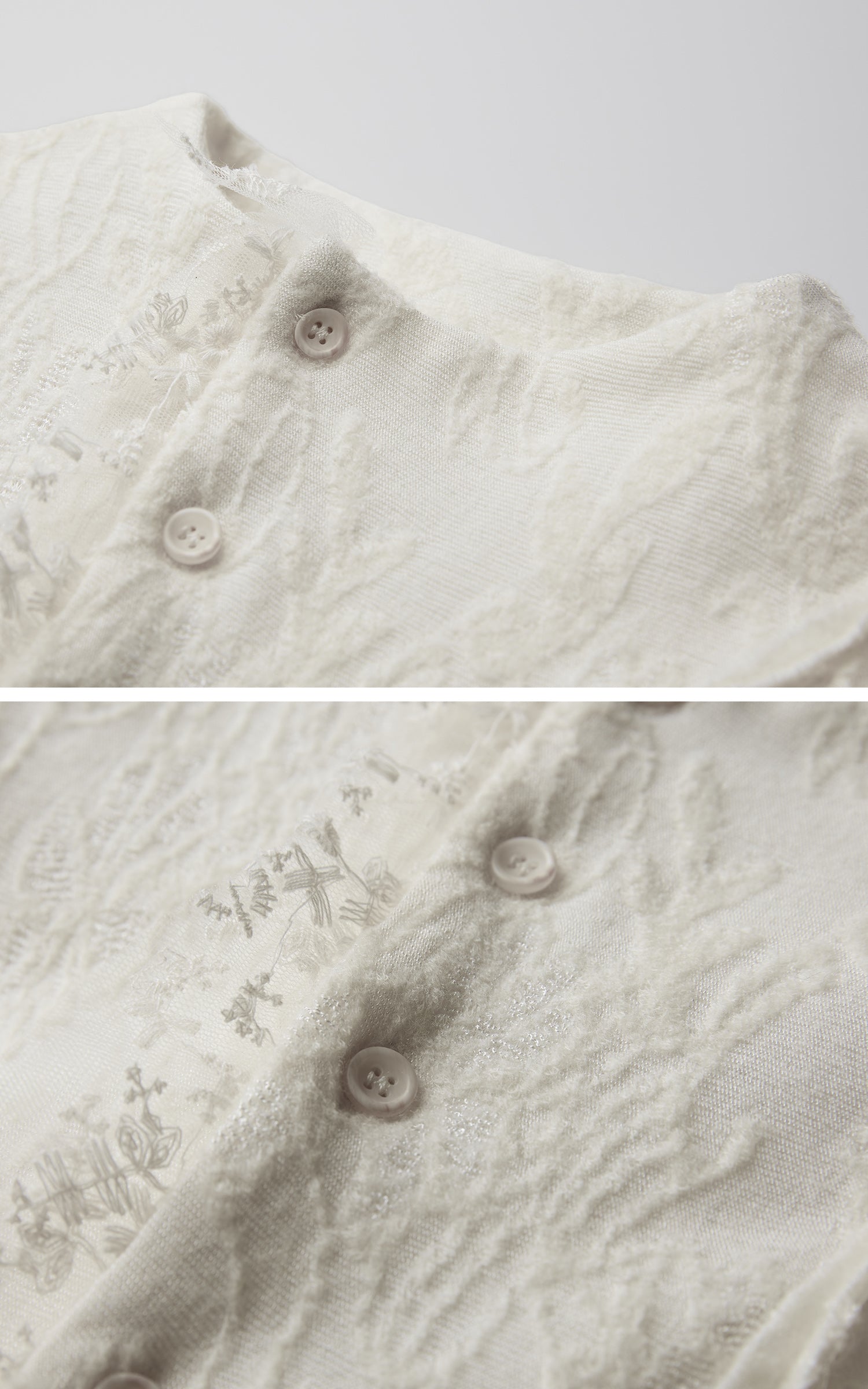 DOINDULGE Deconstructed Draped Top with Embroidered Lace Overlay