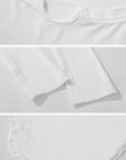 Rase le sol Cutout Neckline Curved Hem Long Sleeve Top - PINKPARKS
