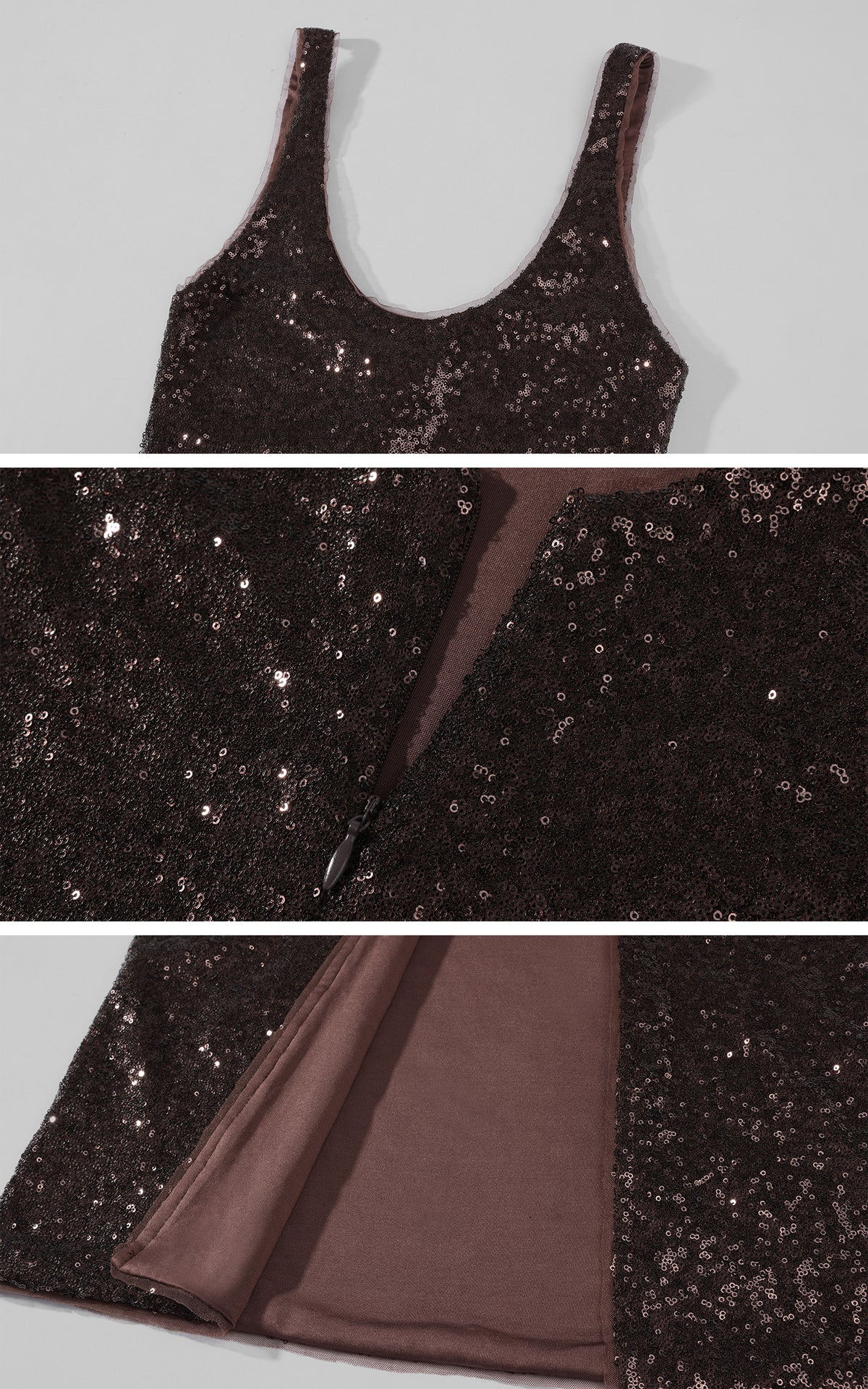 ROVENTE Robe longue à sequins avec écharpe drapée