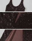 ROVENTE Robe longue à sequins avec écharpe drapée