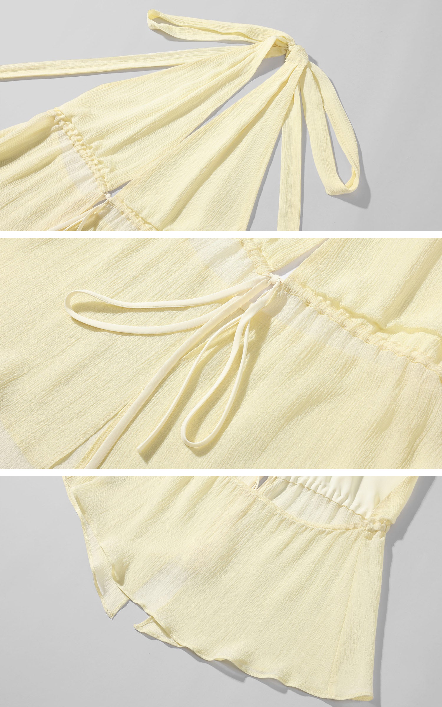 ROVENTE Haut dos nu transparent &amp; Ensemble jupe asymétrique en mousseline
