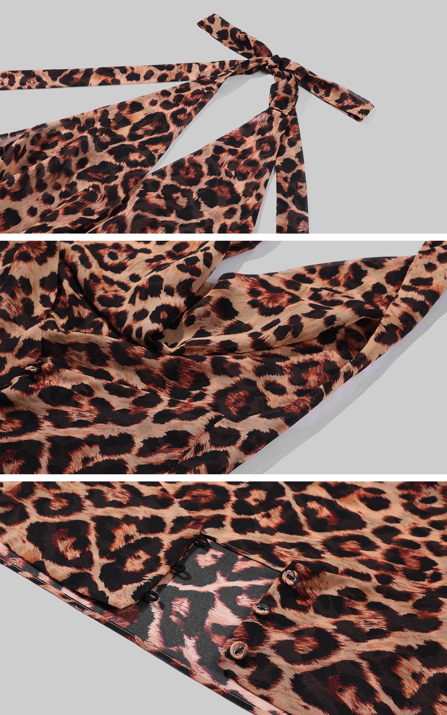0122stepll Leopard Mesh Halter Top &amp; Sheer Maxi Skirt Set