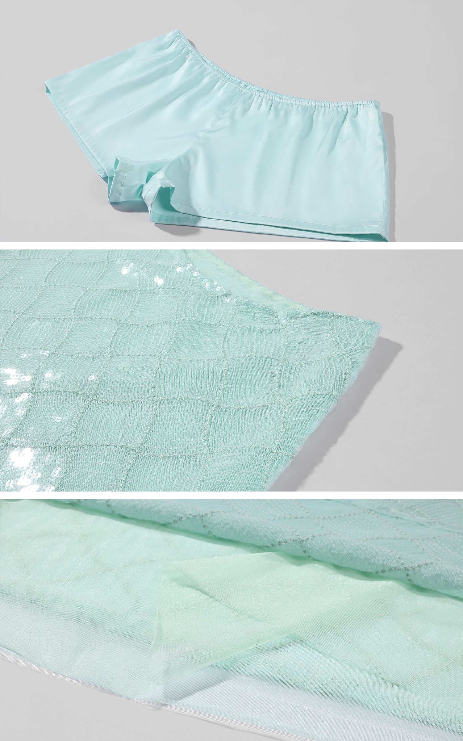 ROVENTE Jupe midi en tulle transparent à sequins menthe