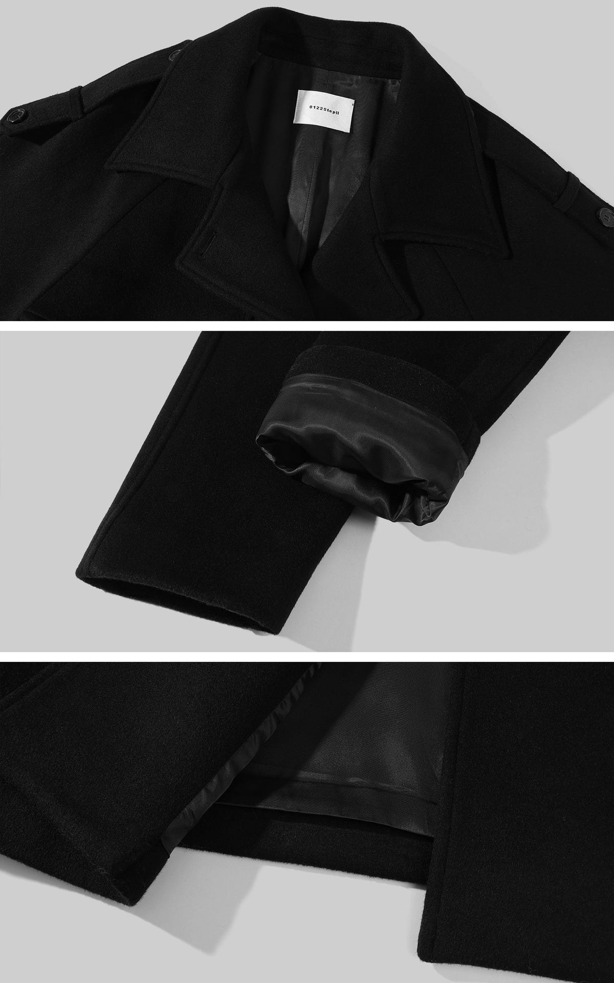 0122stepll Oversized Military Belted Long Wool Trench Coat