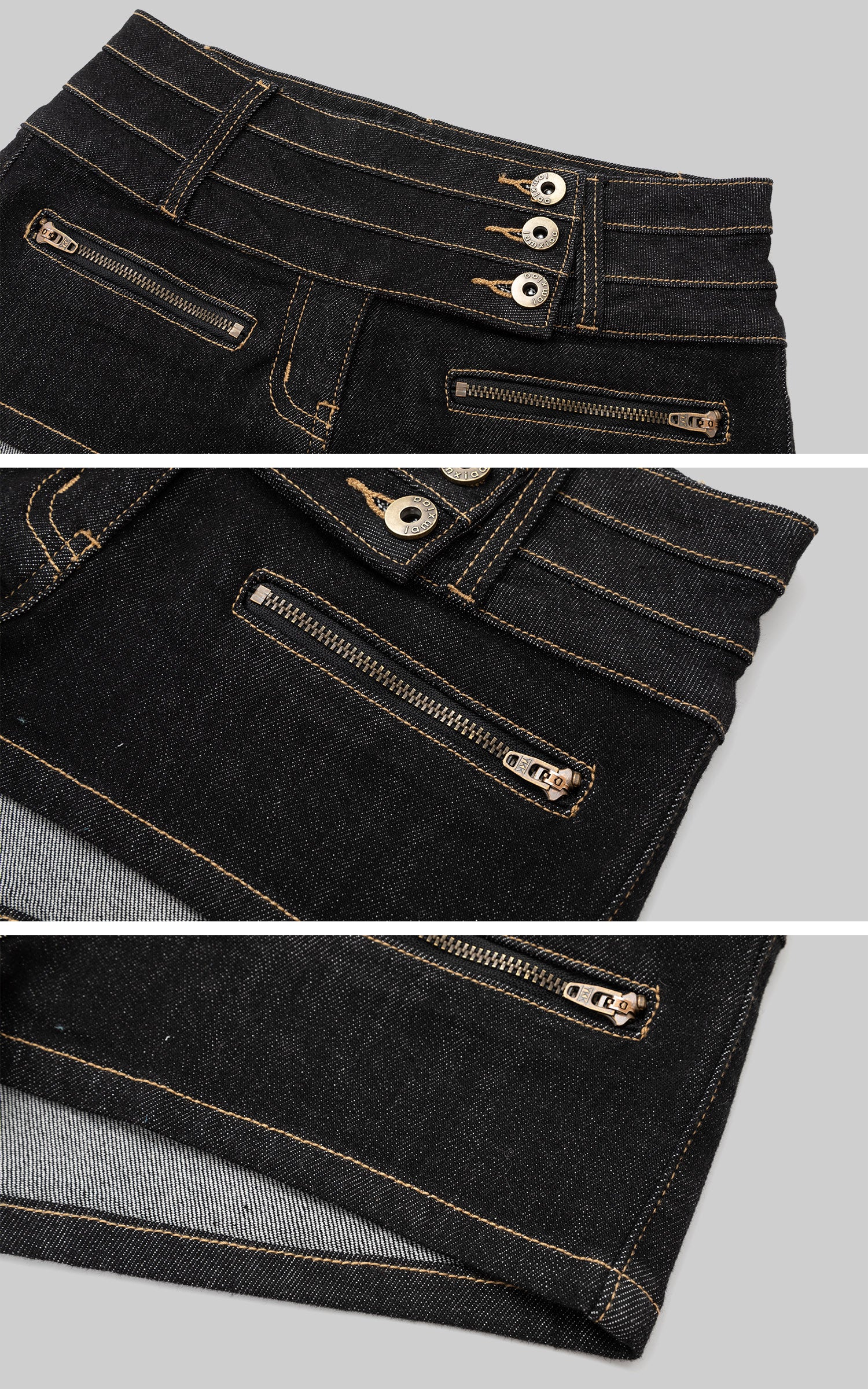 IAMXIAA Triple-Button Low-Rise Denim Micro Shorts