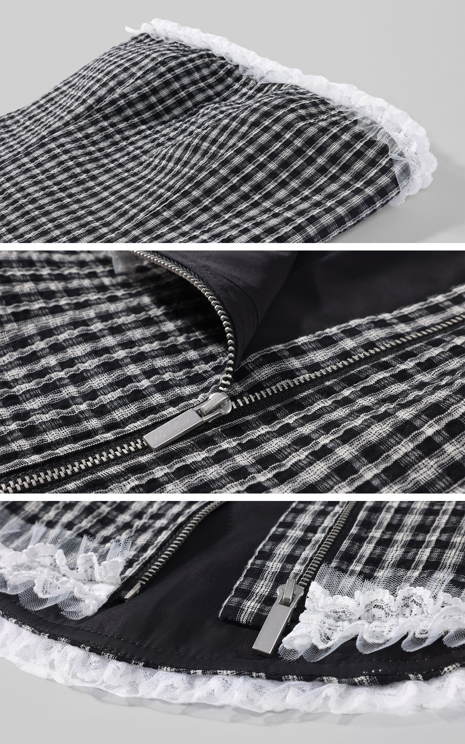 Rase le sol Black &amp; White Gingham Structured Strapless Corset Top