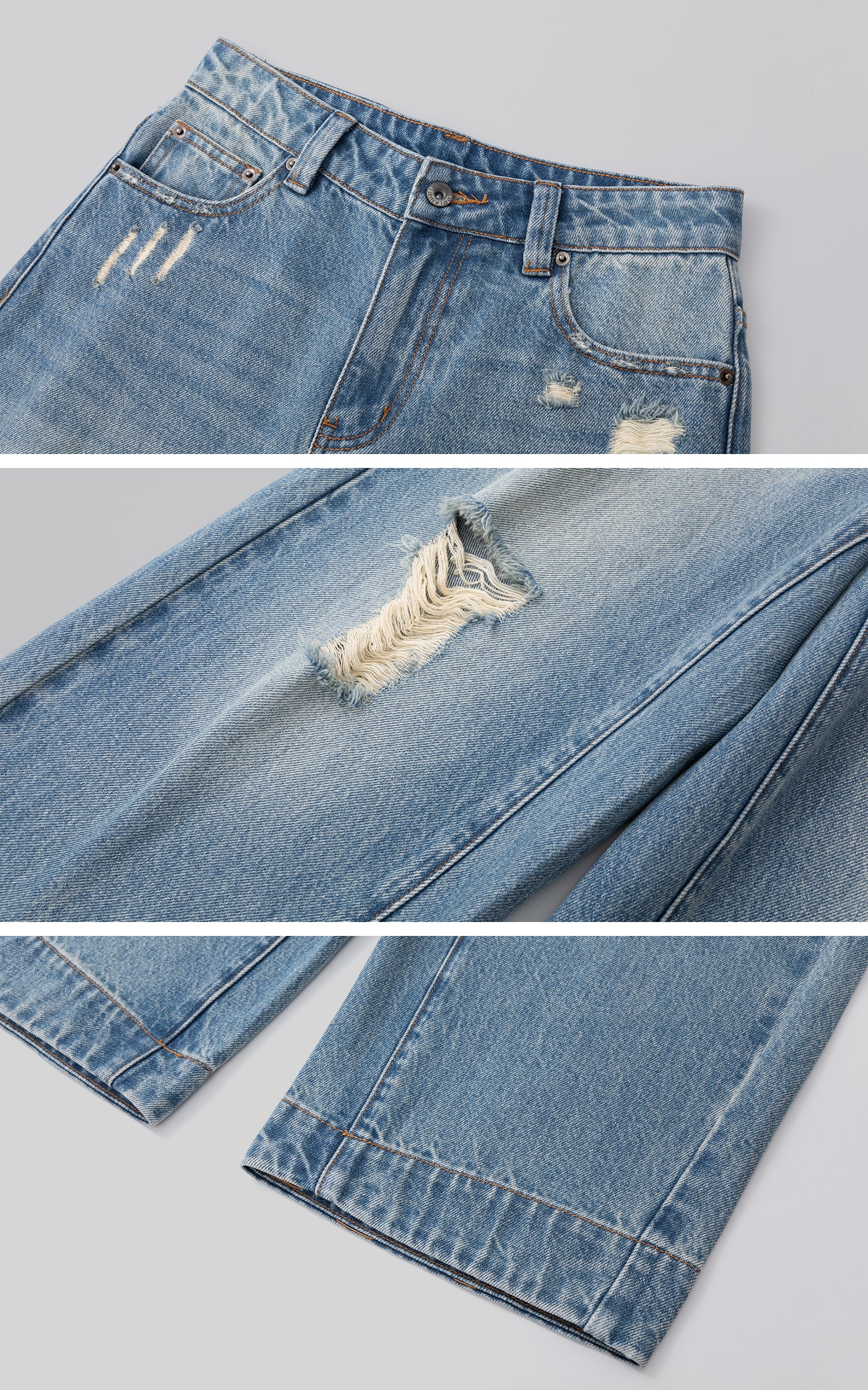 IAMXIAA Light Wash Distressed Baggy Jeans