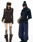 IAMXIAA Ruched Ribbed Longline Slim-Fit Knit Top