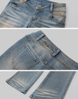 IAMXIAA Jean évasé taille basse délavé vintage