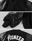 WARDEN EDGE Oversized Contrast Sleeve Varsity Bomber Jacket