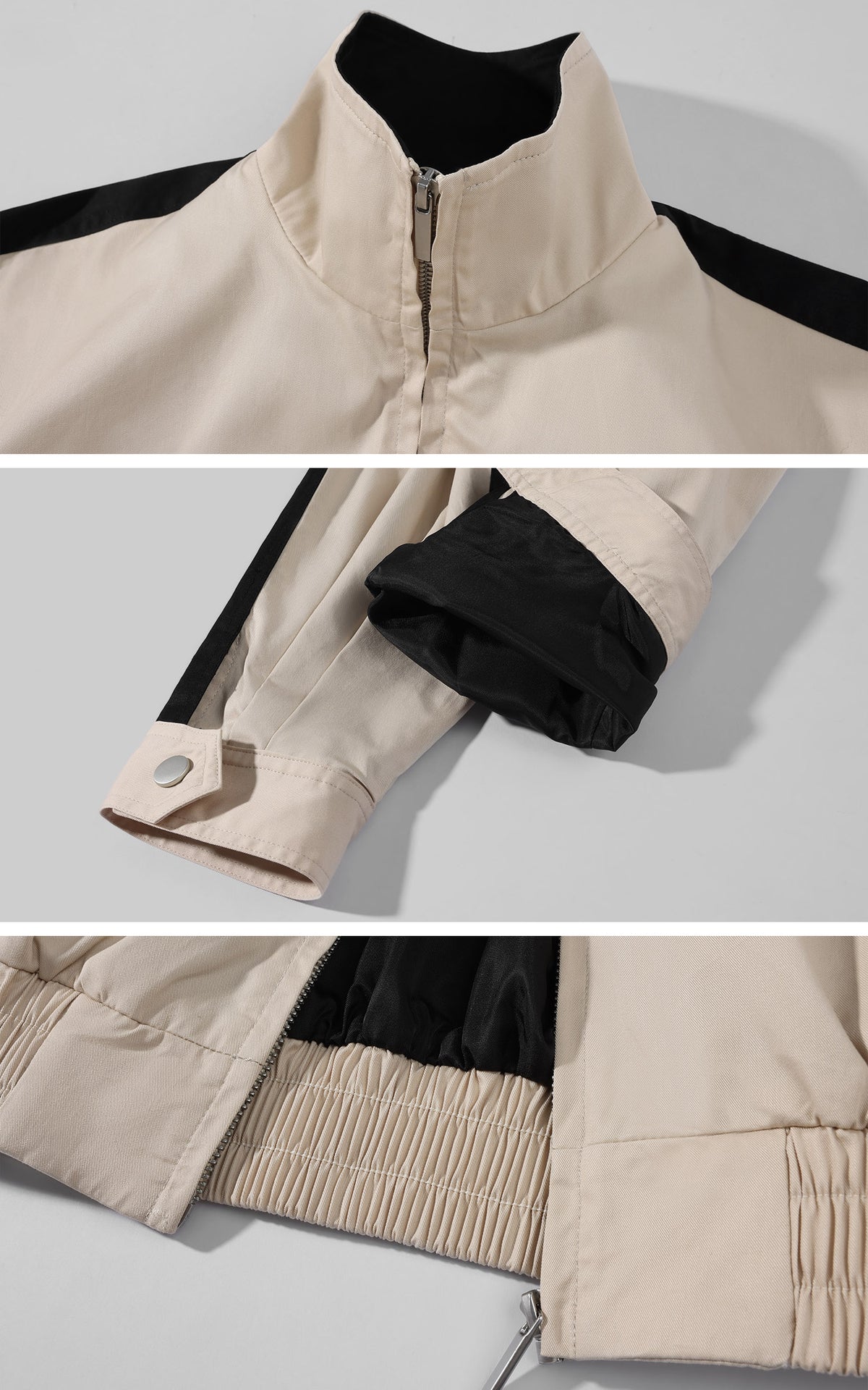 ROVENTE Contrast Stripe Cropped Track Jacket