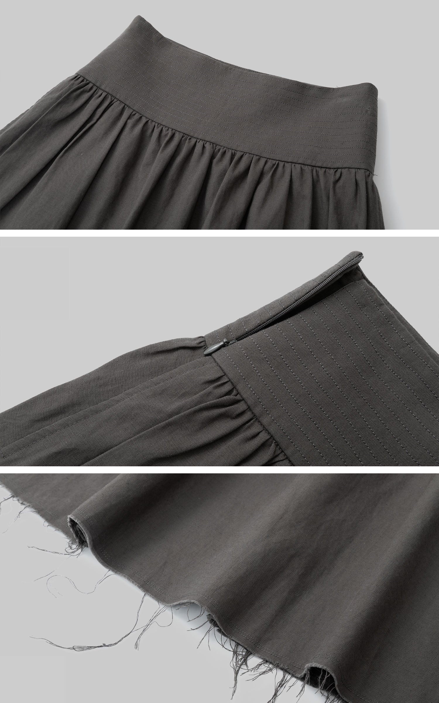 IAMXIAA High-Rise Gathered Maxi Skirt with Raw Hem Detail