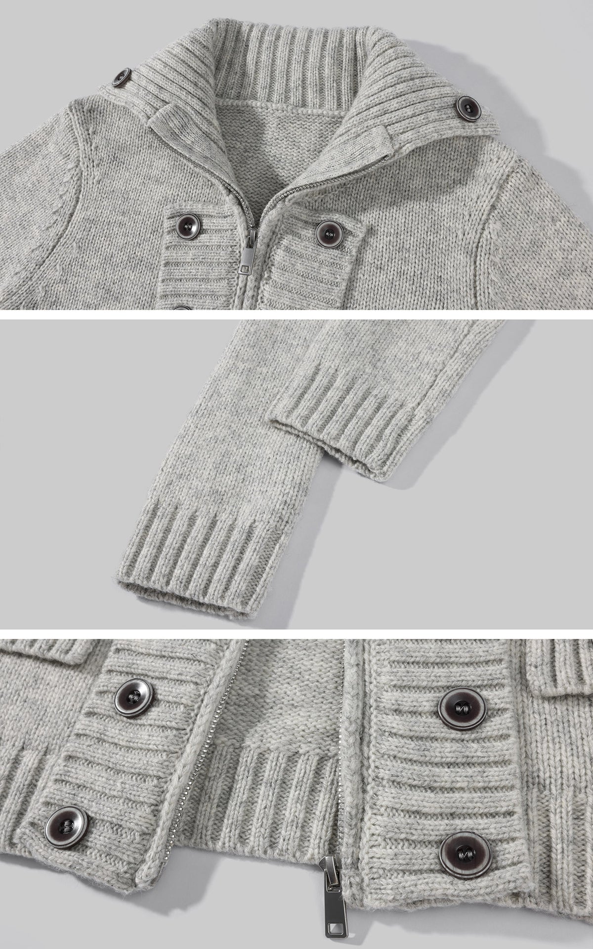 Hydrae Double-Breasted Knit Zip-Up Jacket