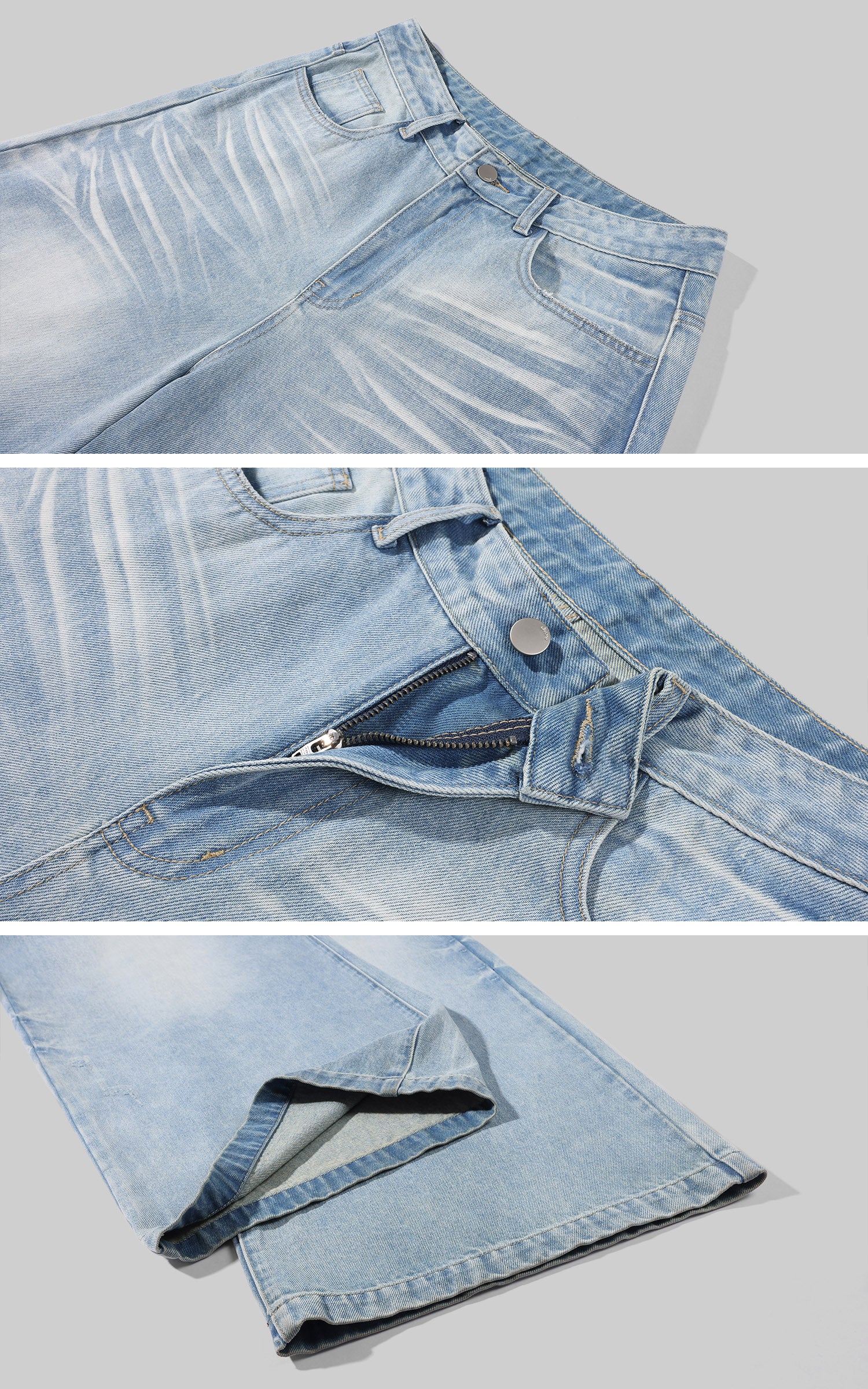 0122stepll Vintage Wash Wide-Leg Denim Pants