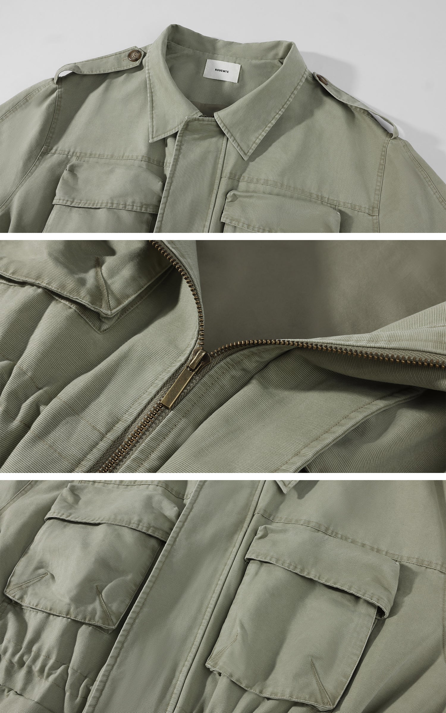 ROVENTE Washed Utility Cinch-Waist Field Jacket