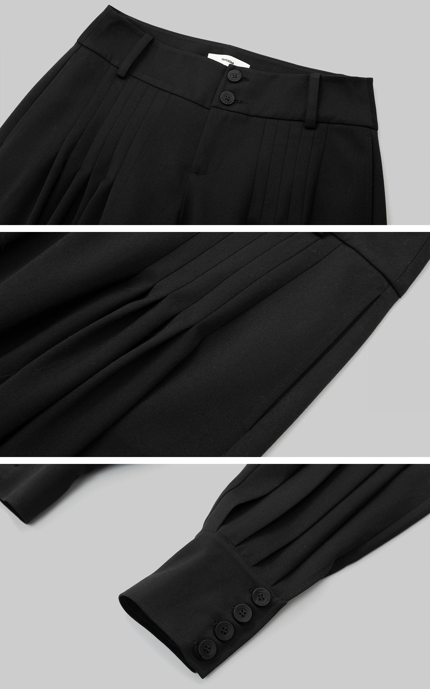 IAMXIAA Pantalon Bouffant Plissé Taille Haute