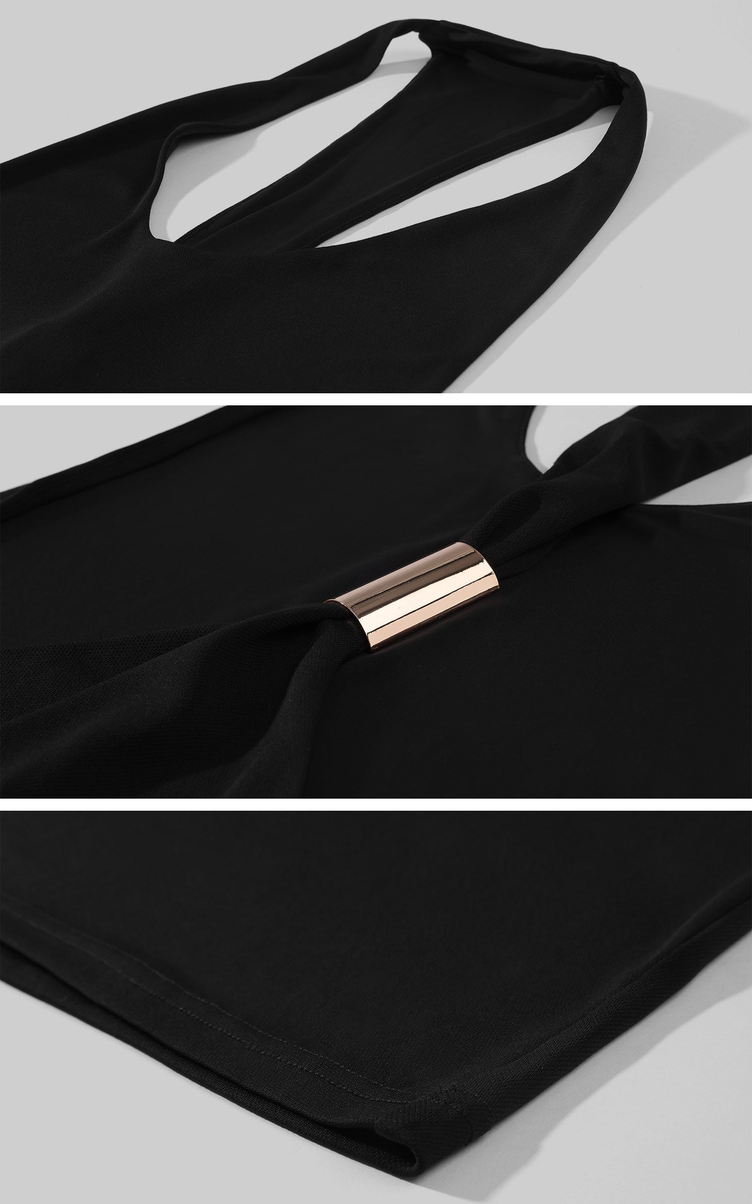 ROVENTE Open Back Hardware Maxi Dress