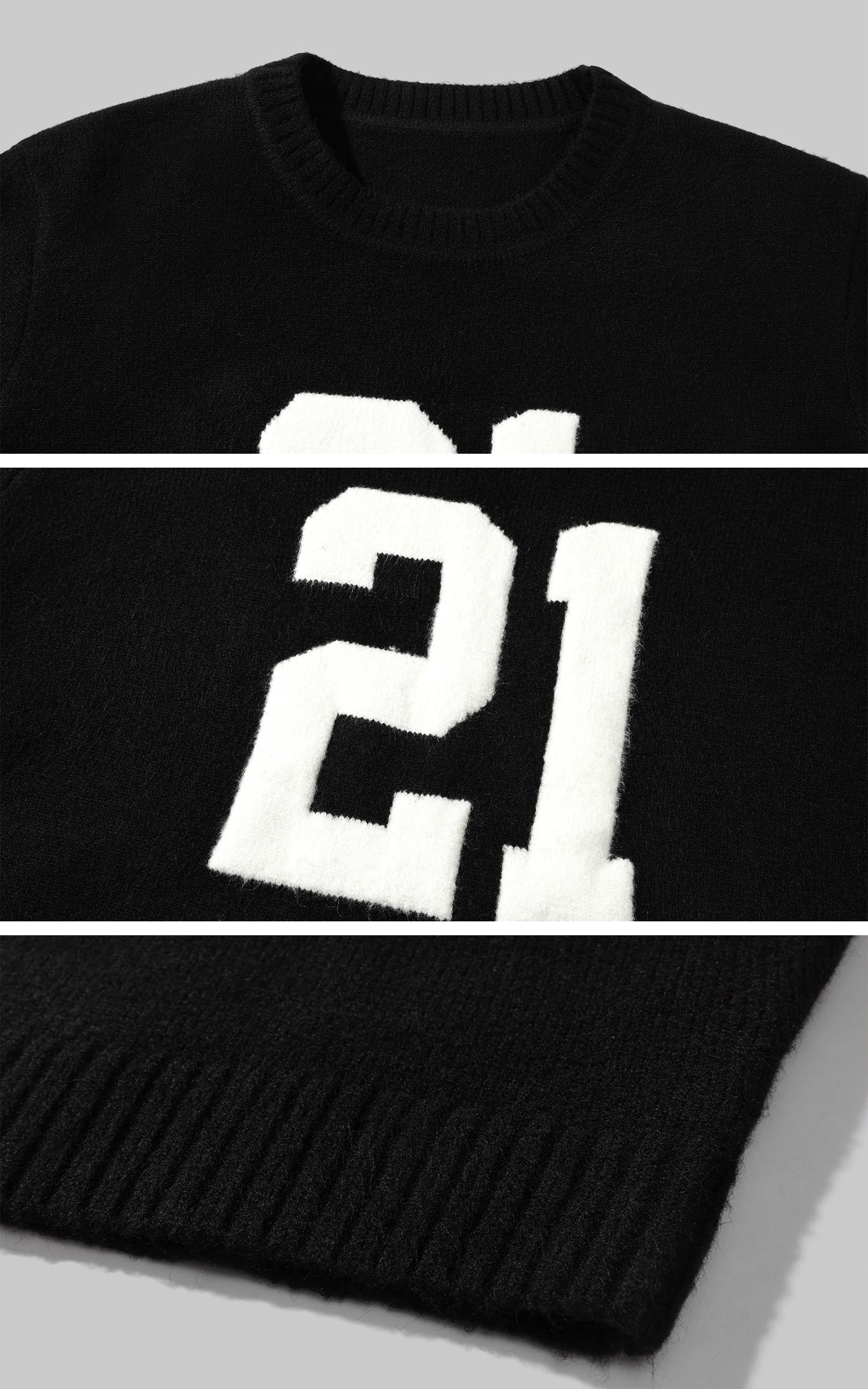WARDEN EDGE Oversized Knit Sweater with Textured Number Motif