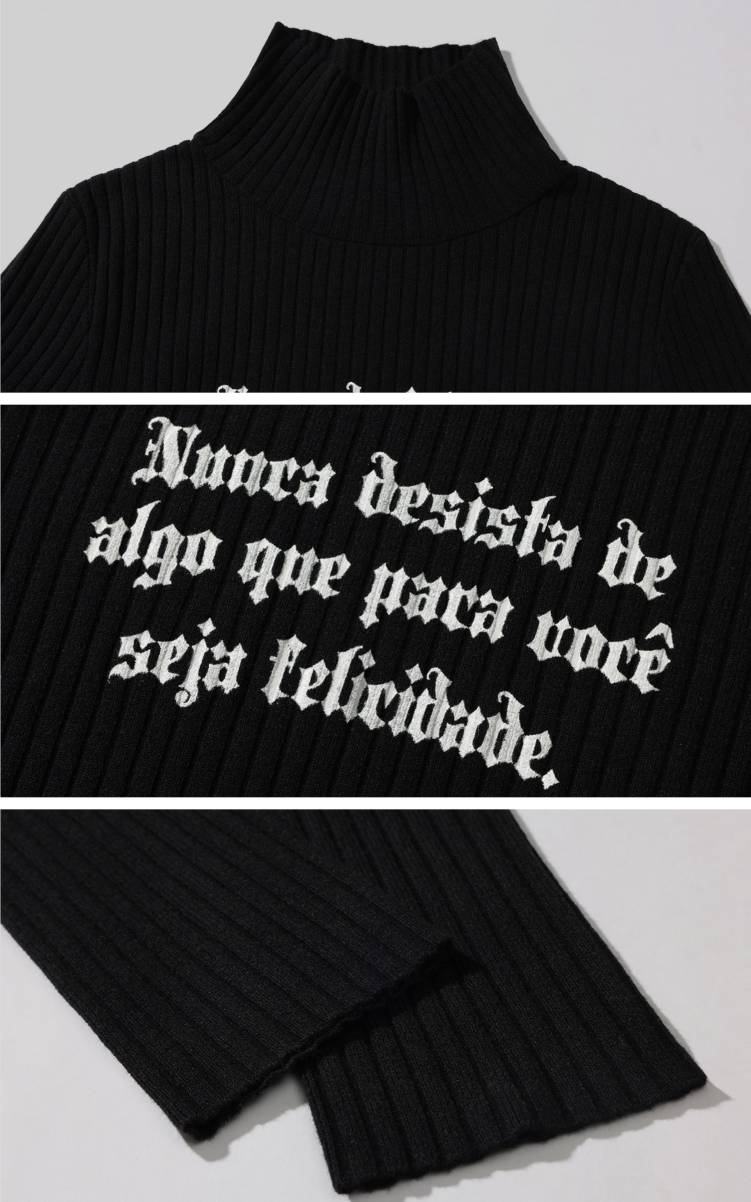 Rase le sol Gothic Letter Ribbed Turtleneck Knit