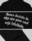 Rase le sol Gothic Letter Ribbed Turtleneck Knit