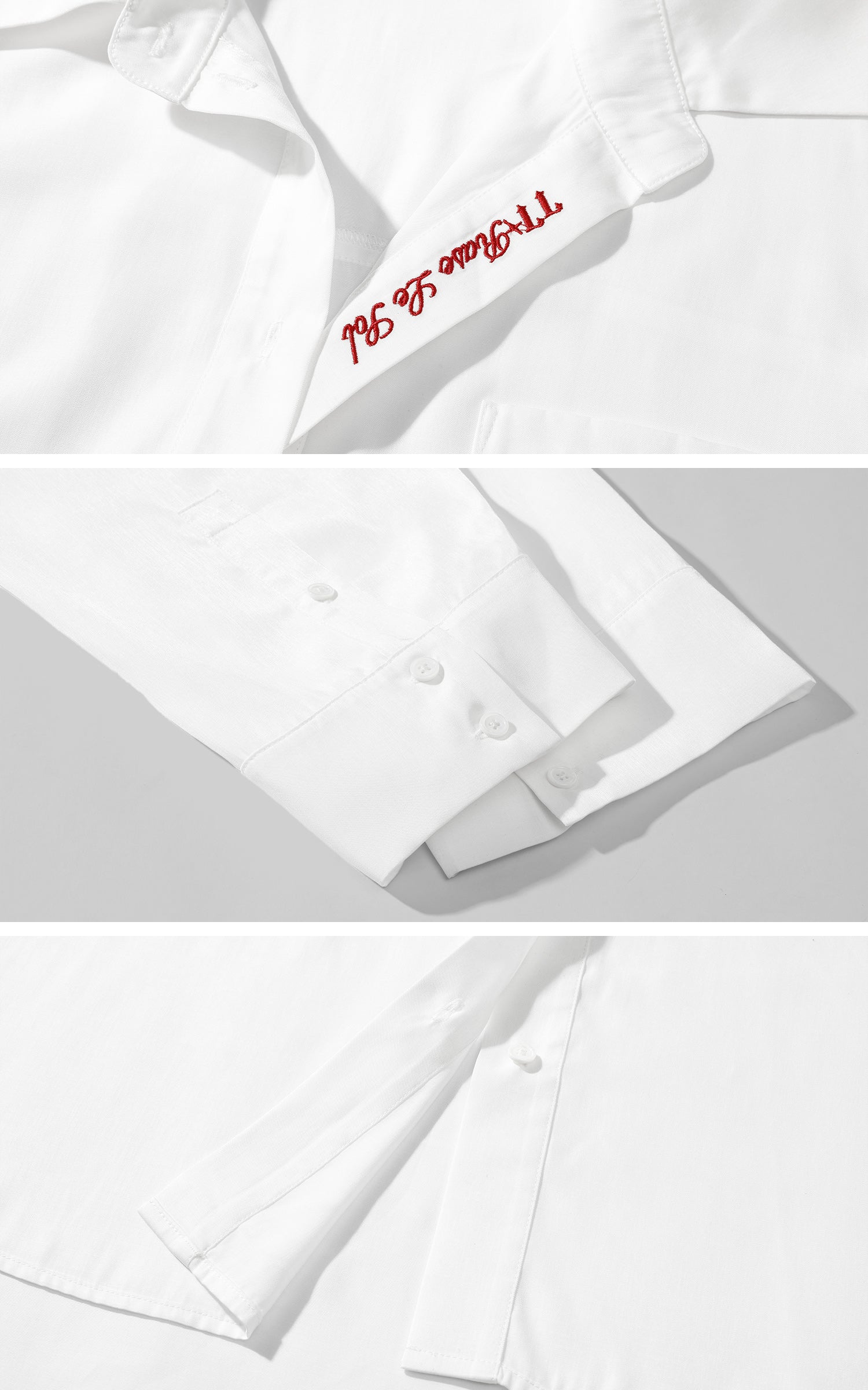 Rase le sol Oversized Embroidered Shirt with Dropped Shoulders and Extended Cuffs