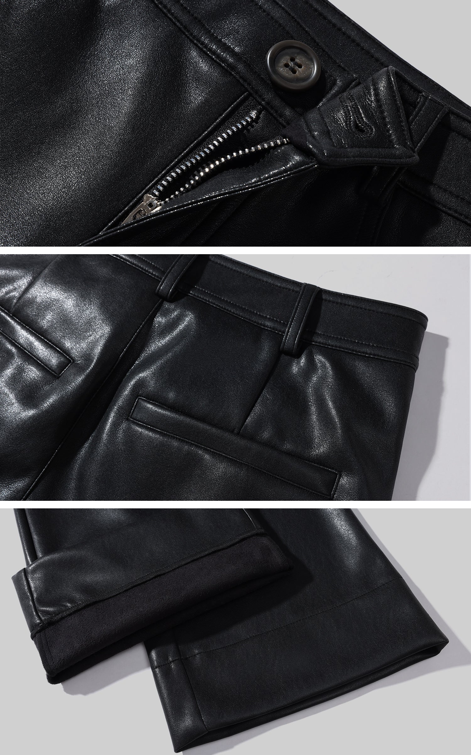 ROVENTE 스트레이트 핏 페이크 레더 팬츠