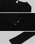 IAMXIAA Slim Fit Ribbed Henley Top with Scoop Neck and Button Detail