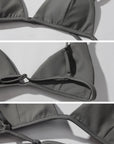 Rase le sol Semi-Sheer Long Sleeve Tee with Quote Print + Minimal Triangle Bra Set