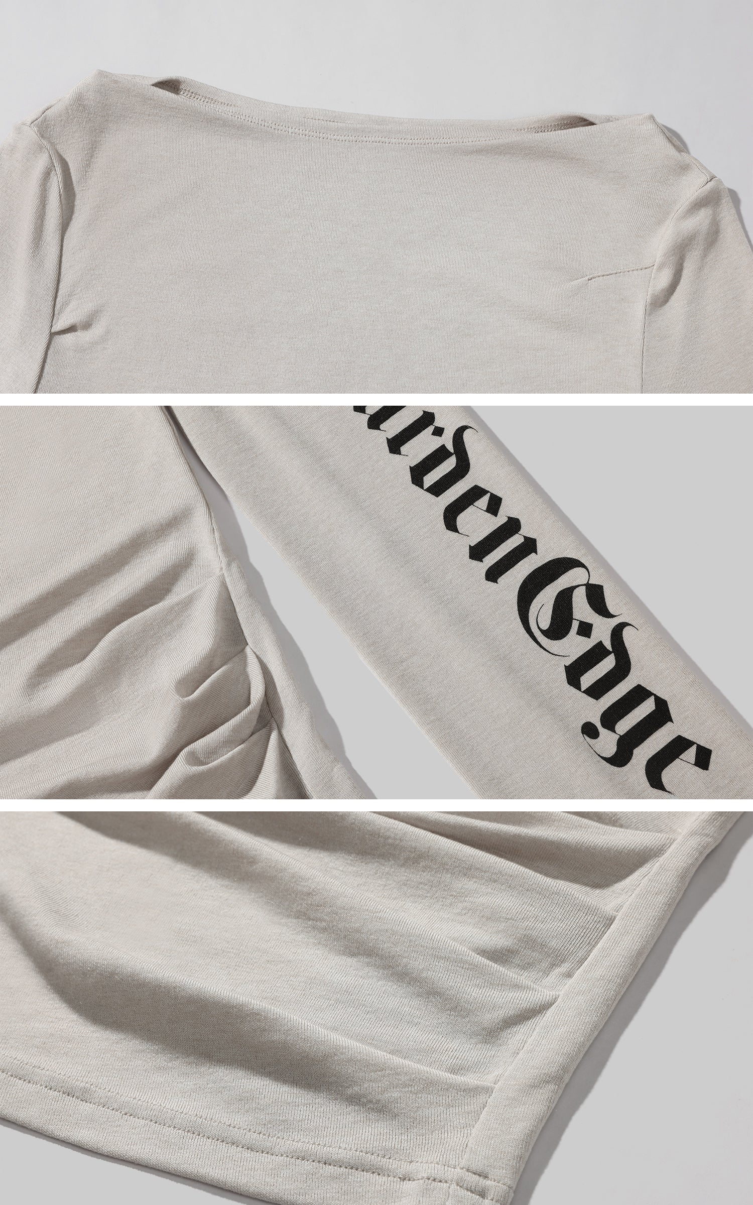 WARDEN EDGE ロゴプリント付きアシンメトリックロングスリーブTシャツ