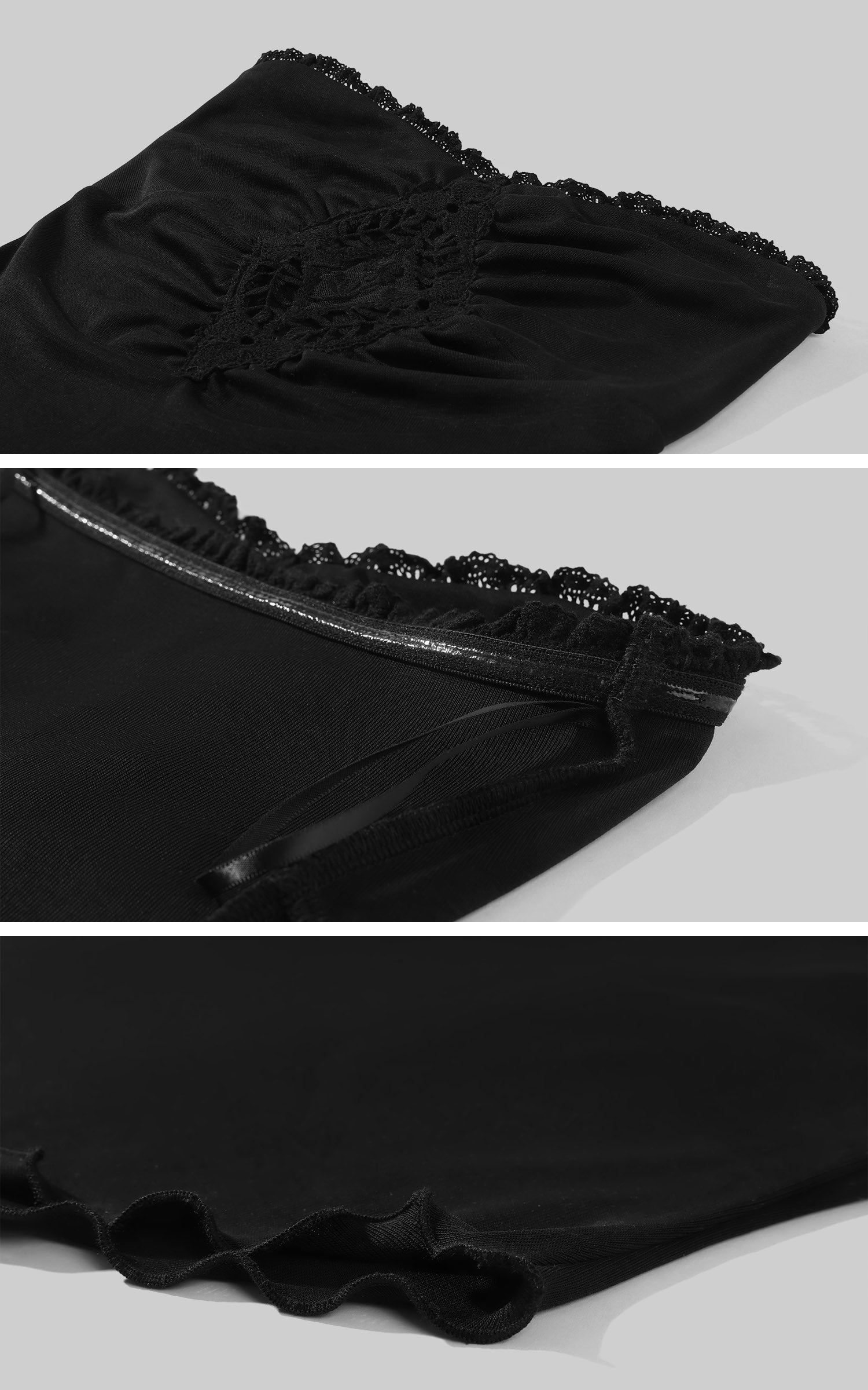 Hydrae Strapless Lace Panel Asymmetric Hem Top