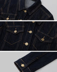 IAMXIAA Denim Jacket and Flared Jeans Set for Women Retro Dark Wash Two Piece Outfit