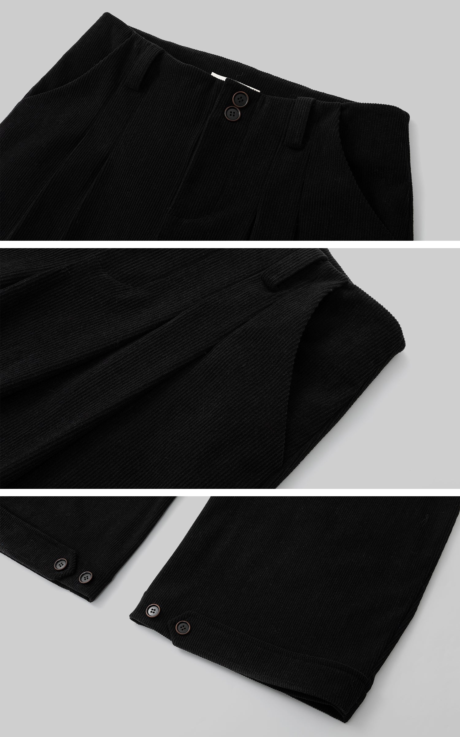 IAMXIAA 골지 와이드 레그 캐주얼 팬츠