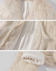 ROVENTE Cropped V-Neck Shaggy Fur Jacket