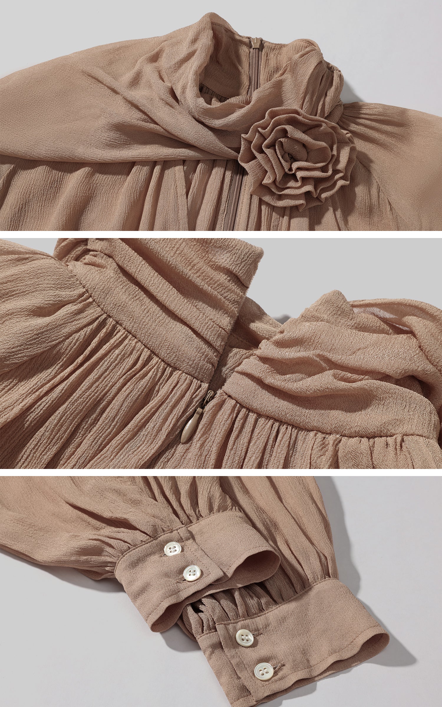 ROVENTE Draped Scarf Blouse with Flower Detail