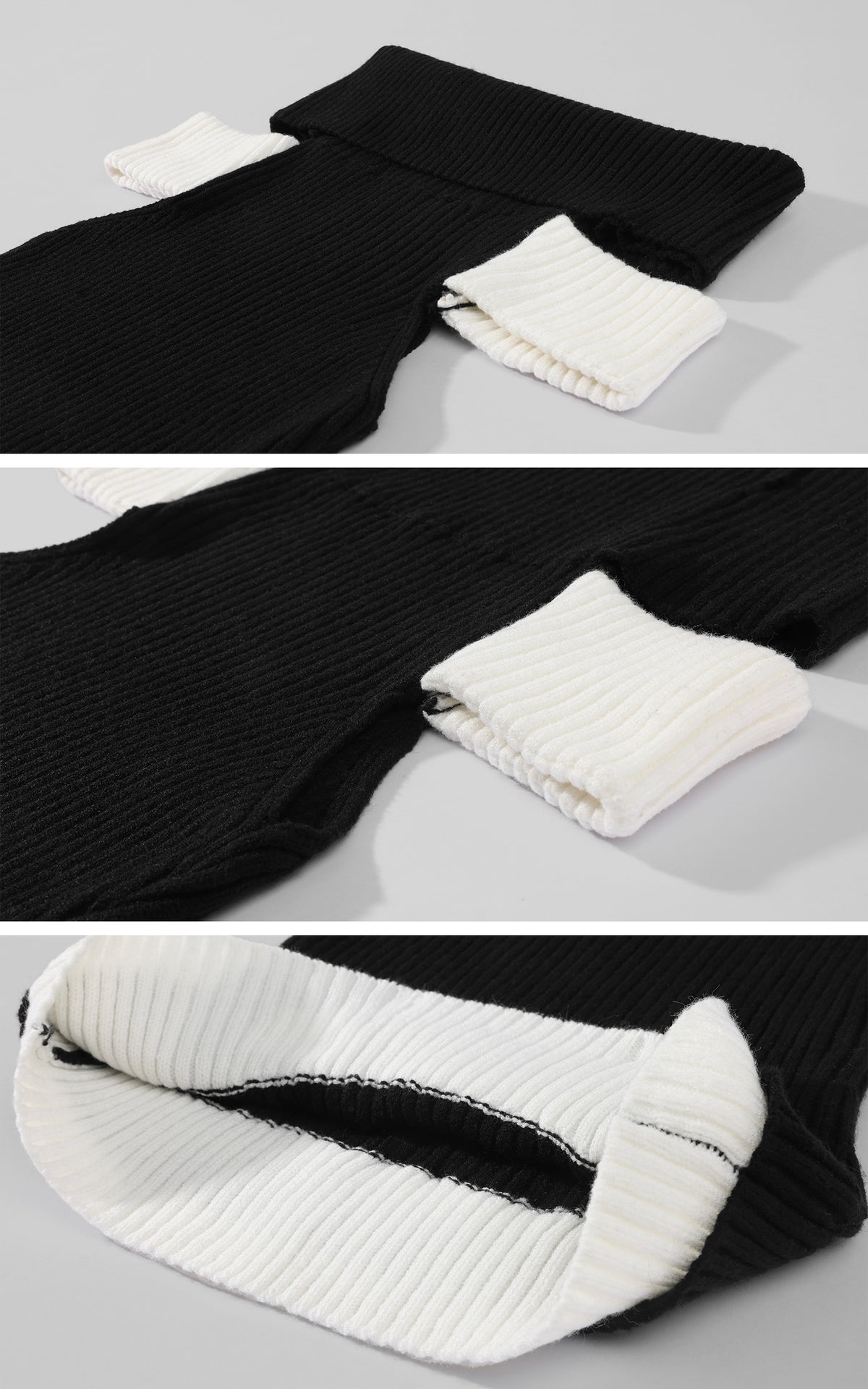 0122stepll Contrast Deconstructed Off-Shoulder Knit Top