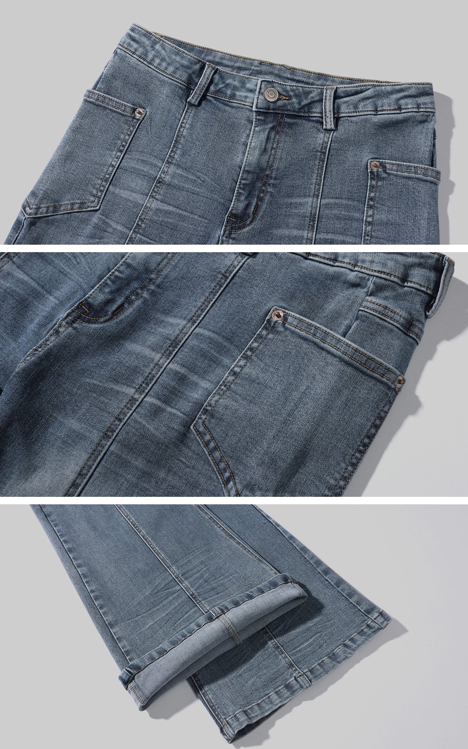 Rase le sol Structured Seam Flared Denim Pants