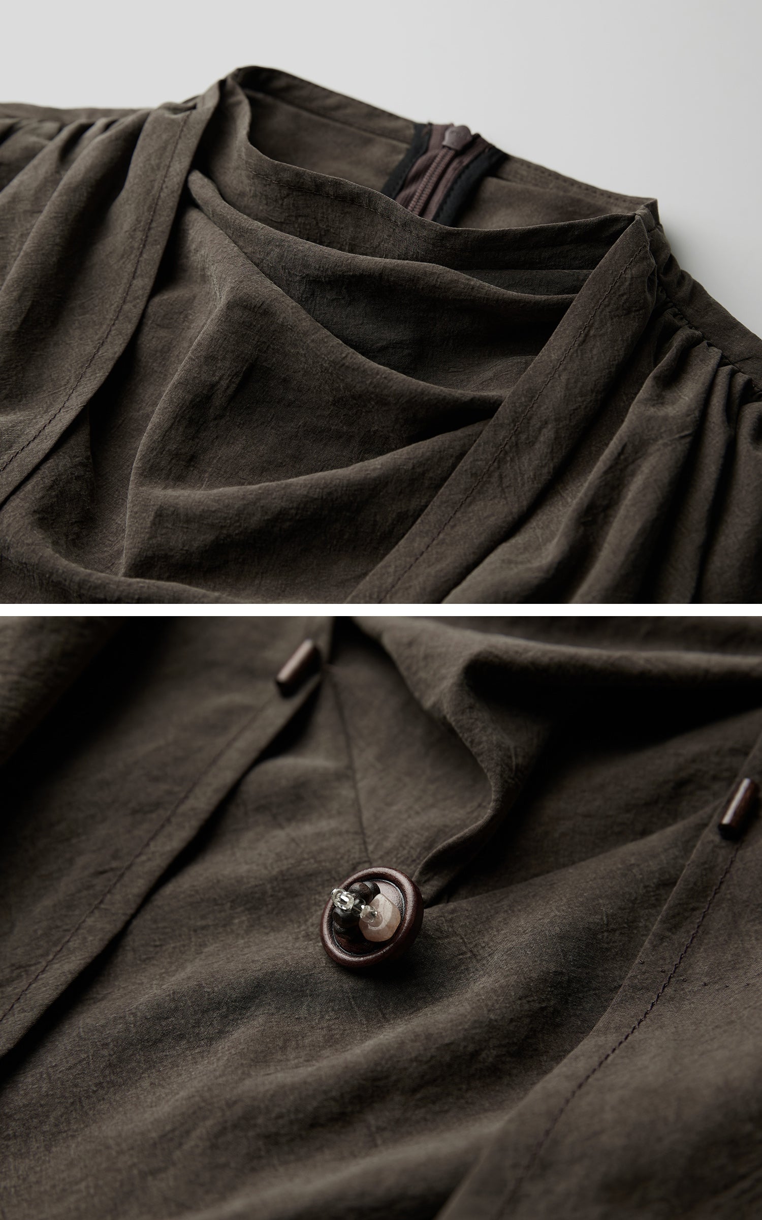 DOINDULGE Draped Sleeve Top with Layered Neckline
