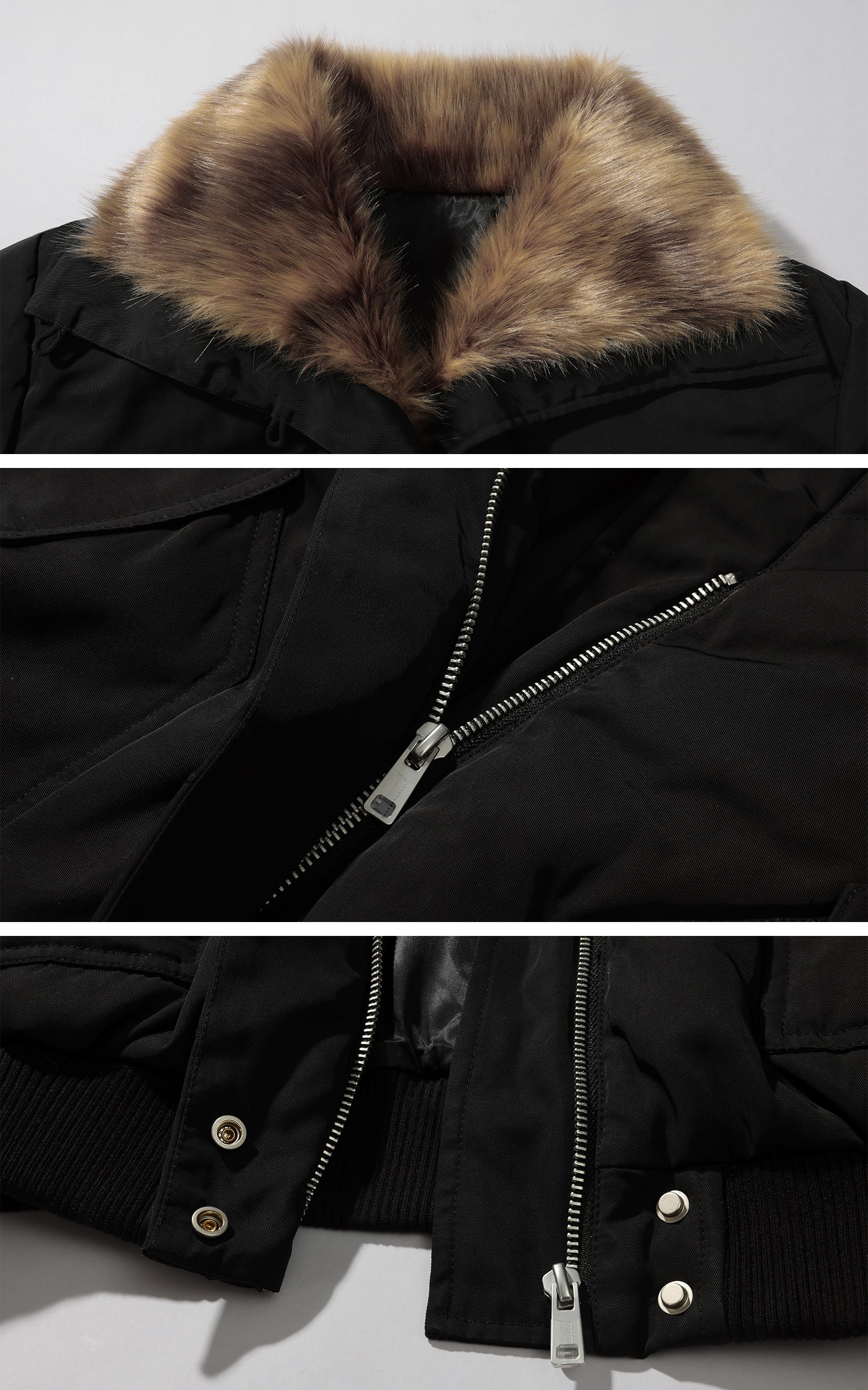 WARDEN EDGE 페이크 퍼 칼라 크롭 다운 재킷