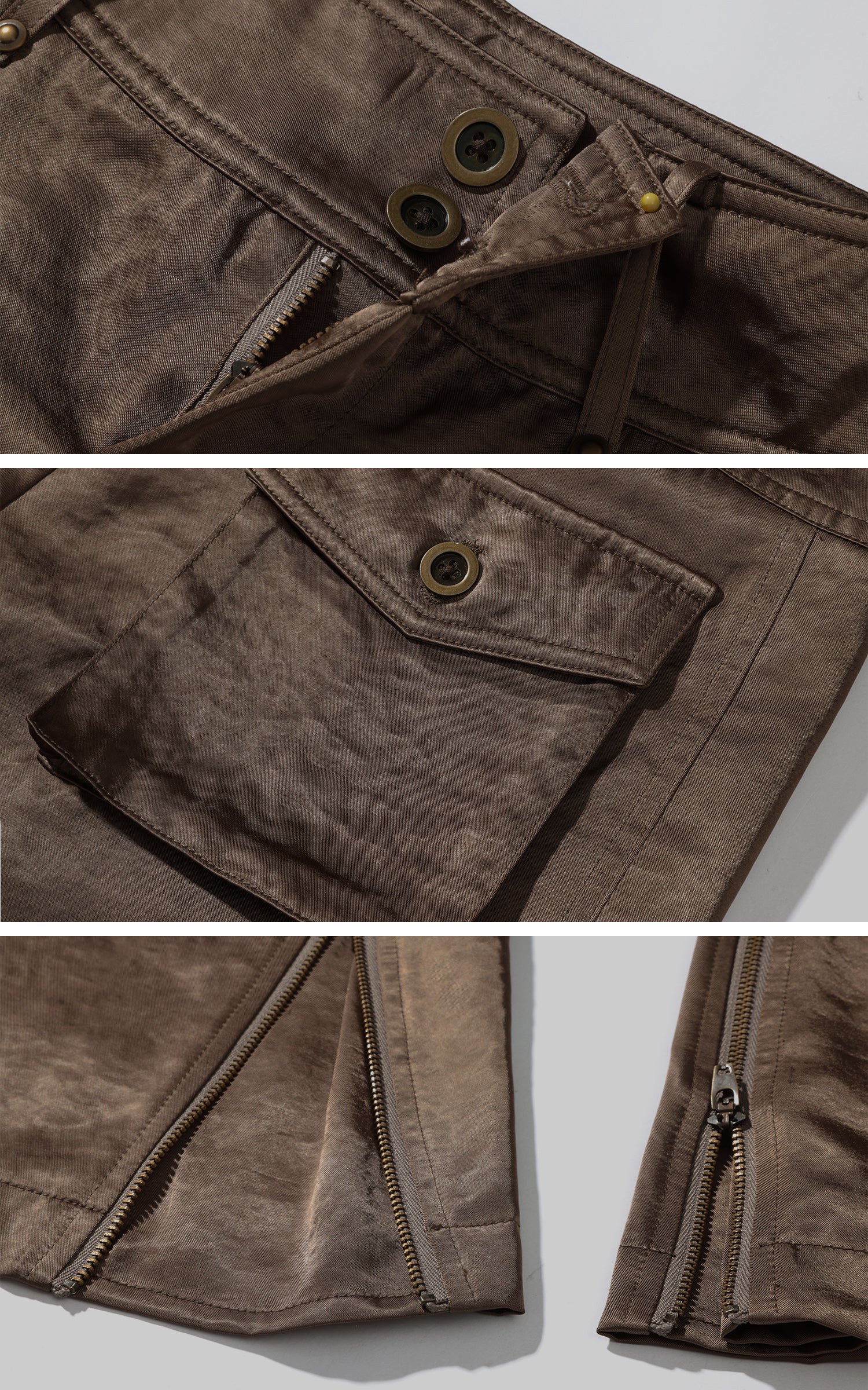 ROVENTE Satin Utility Flare Pants - PINKPARKS
