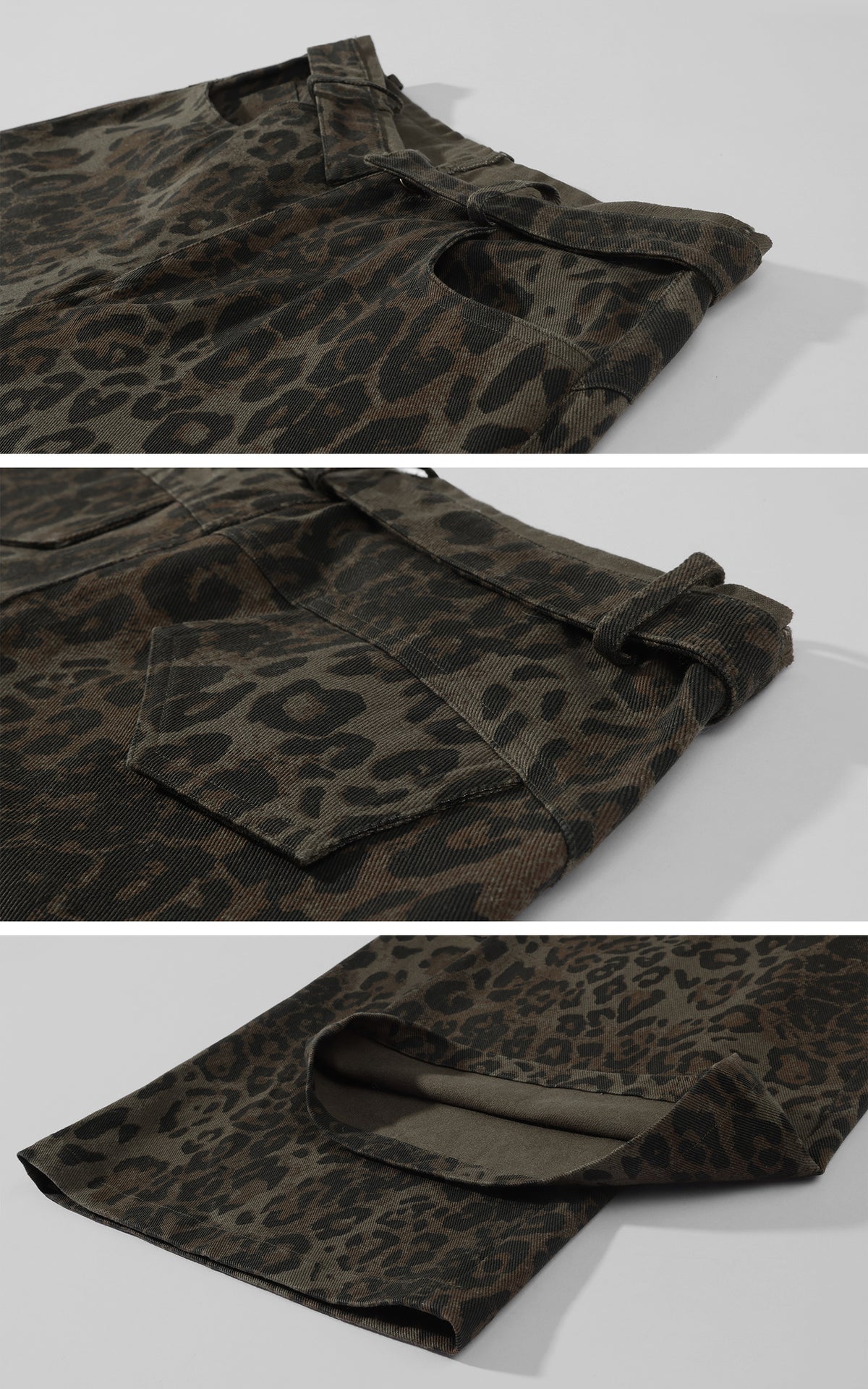 0122stepll Leopard Print Wide-Leg Cargo Pants