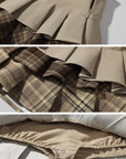 WARDEN EDGE Layered Pleated Mini Skirt with Plaid Contrast Panels