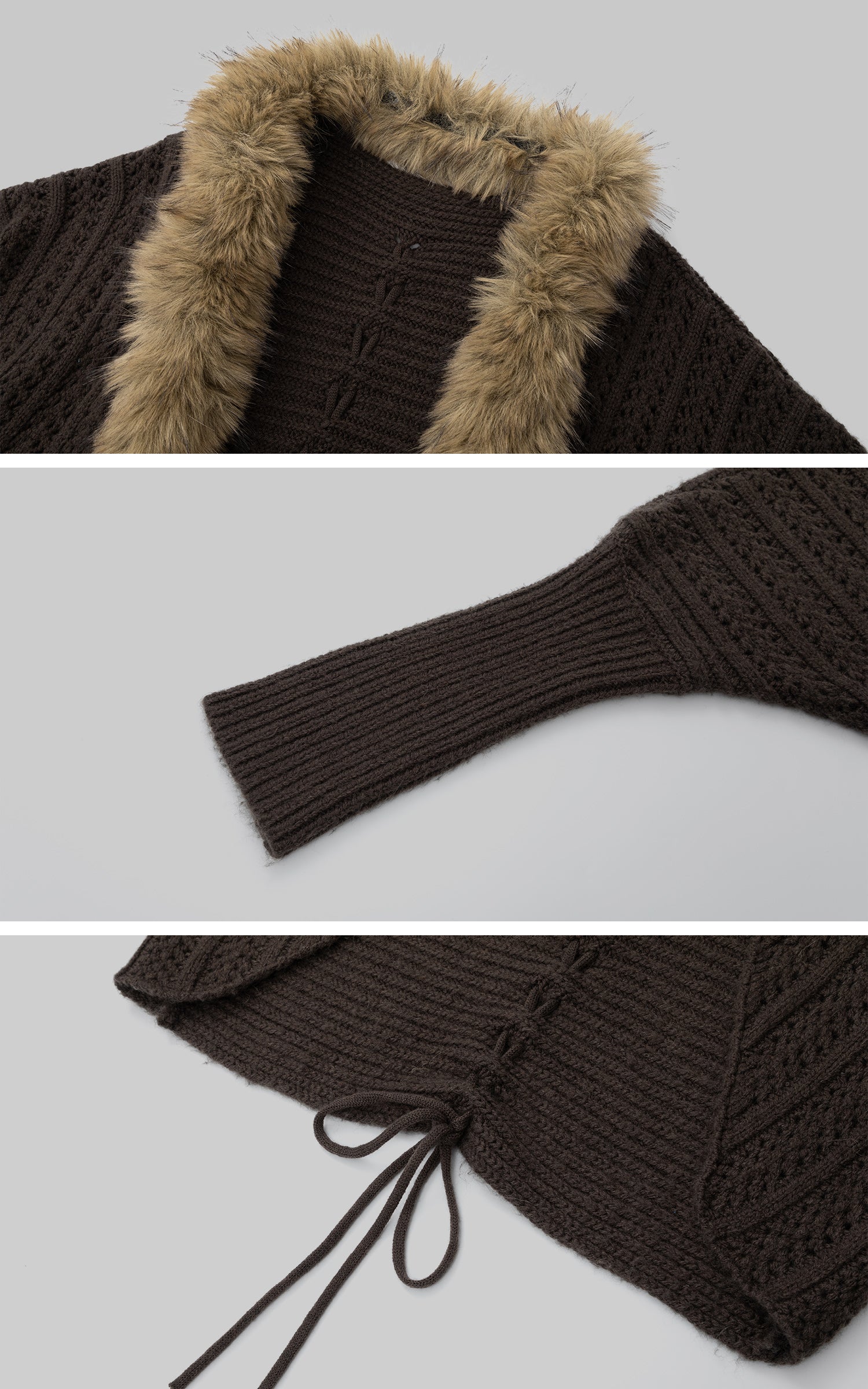 IAMXIAA Faux Fur Trim Knit Cardigan