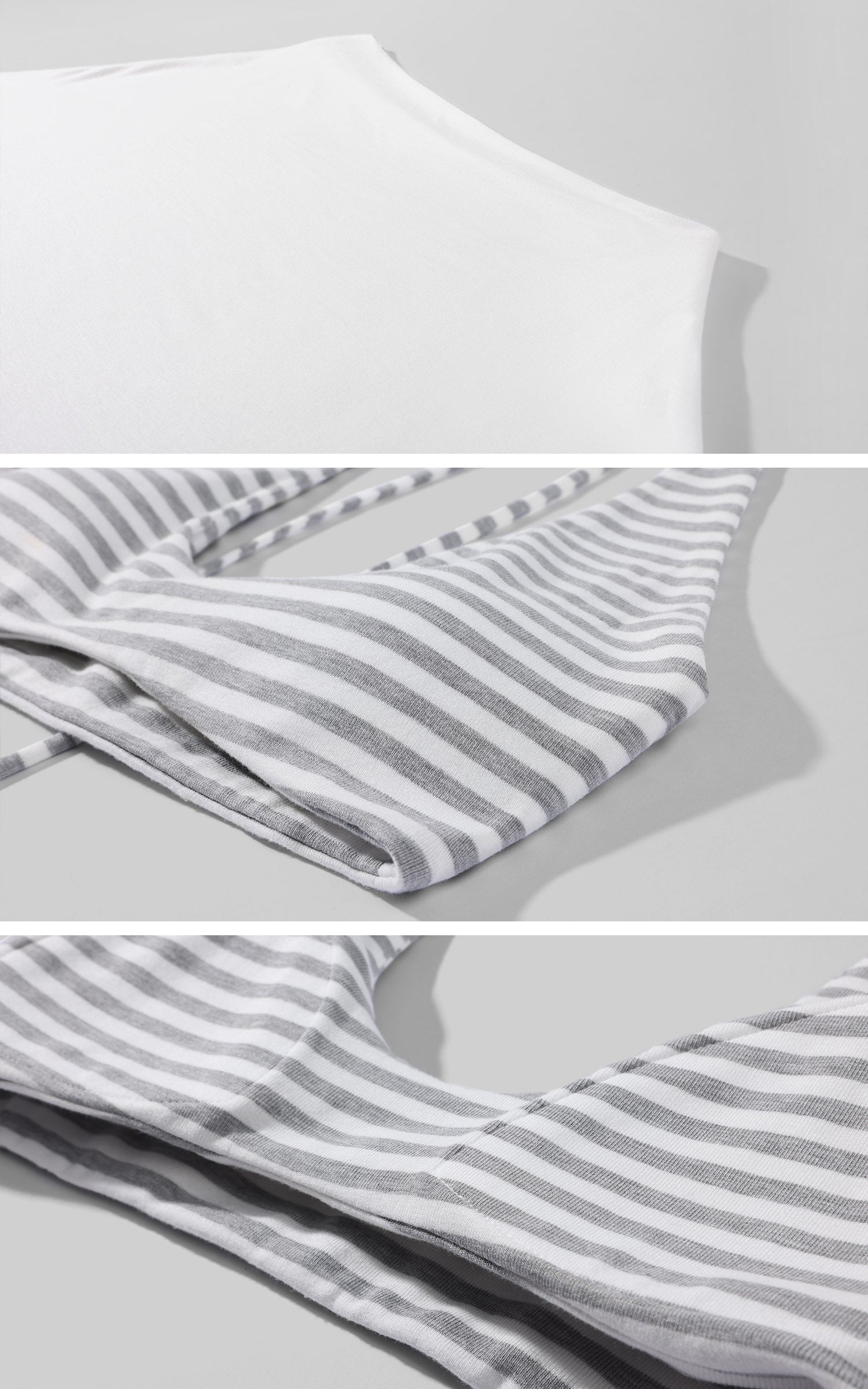 ROVENTE Sheer Drape Off-Shoulder Top &amp; Striped Halter Bra Set