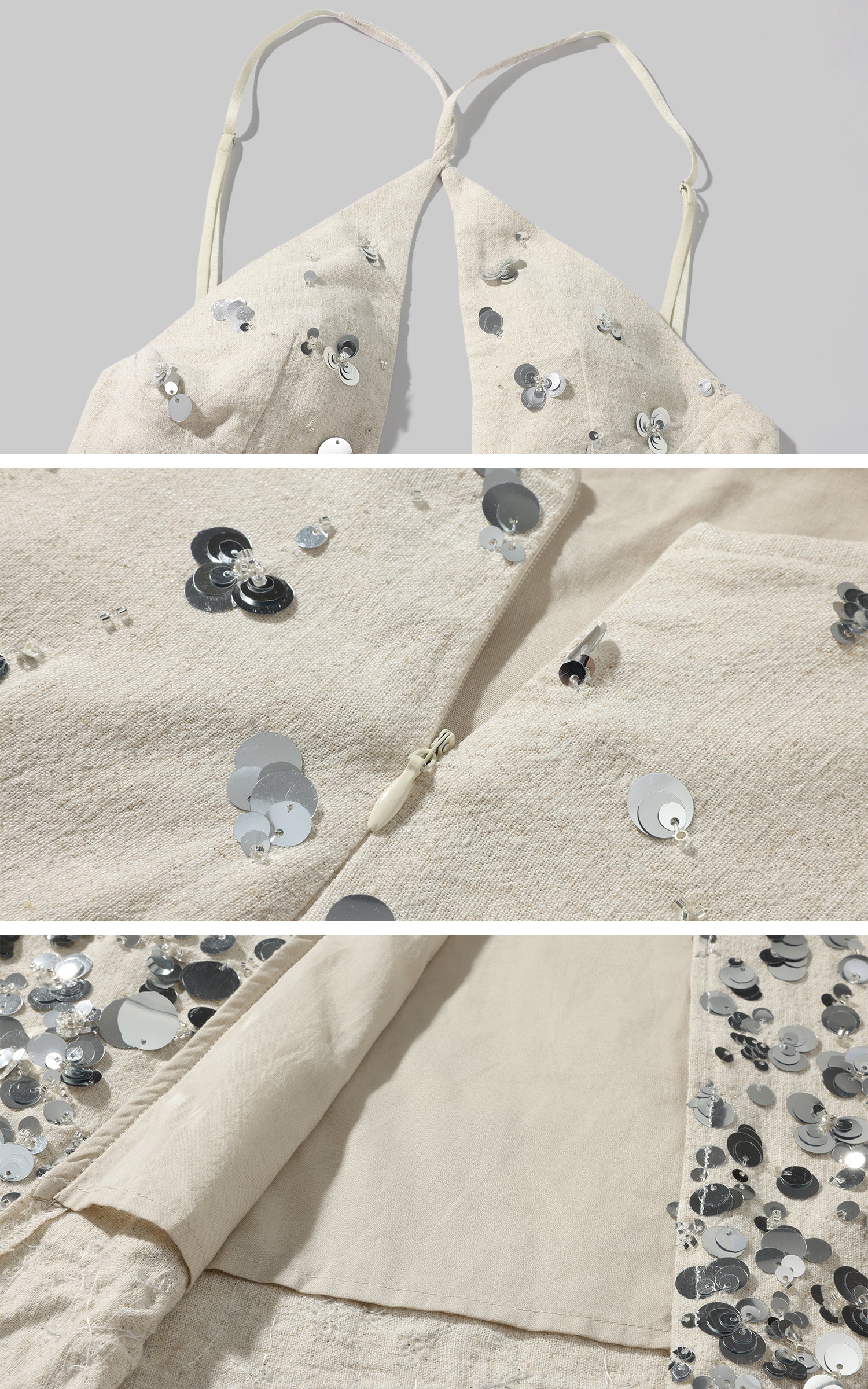 ROVENTE Sequin Halter Maxi Dress with Keyhole Front - PINKPARKS